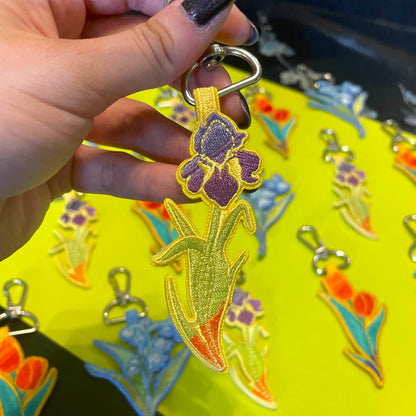 Embroidered Flower Keychains